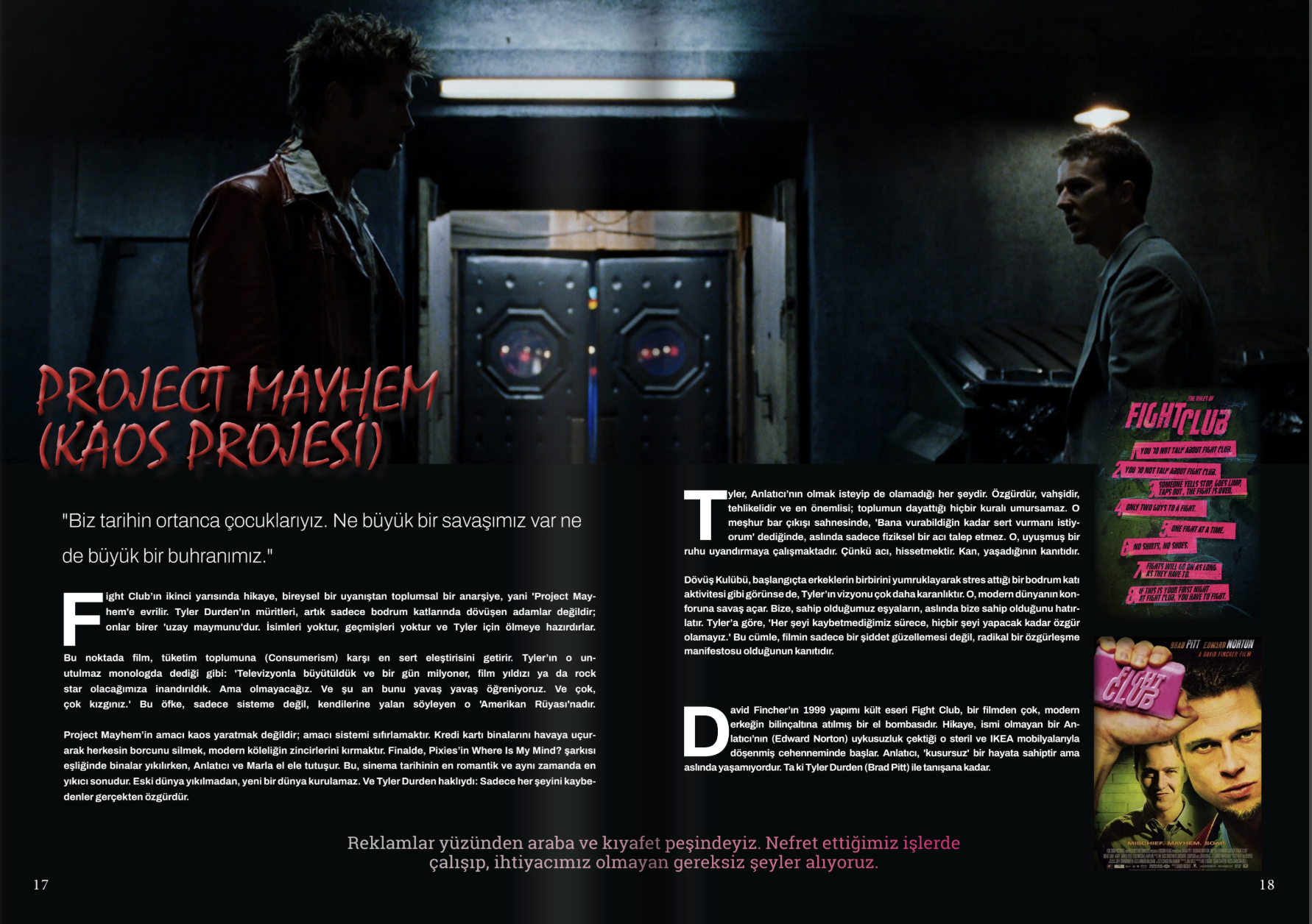 KAOS Dergisi — Project Mayhem Sayfası